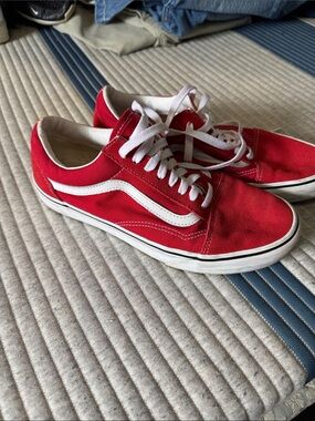 Red low top vans size 9 W